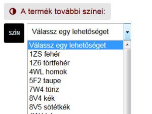 műbőr webshop termékoldal színválasztó